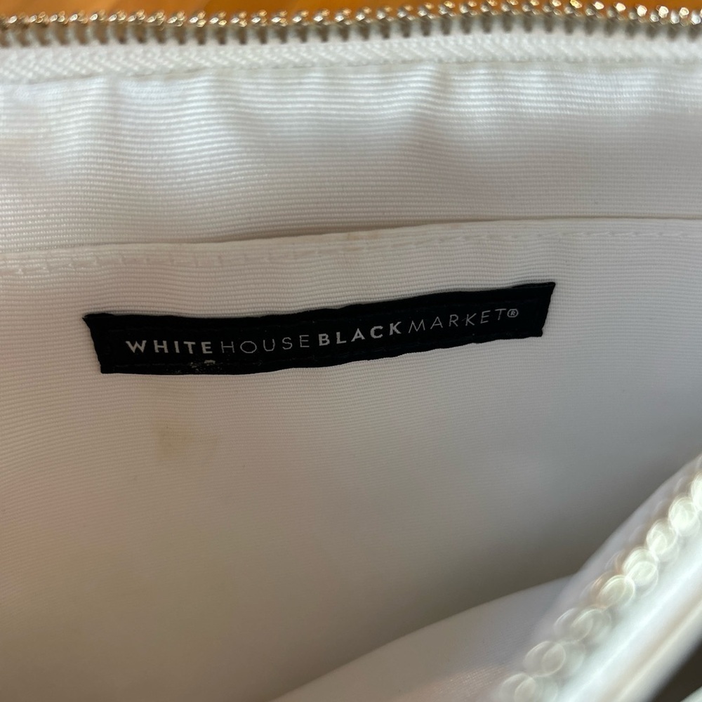 White House Black Market White Floral Faux Leather Clutch Wristlet Purse 11 X 7” - Picture 7 of 9